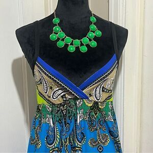 Bailey Blue Green Blue Paisley Dress Women's Small